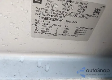 2014 GMC Sierra K1500 Sle from USA, damaged, VIN 1GTV2UEC0EZ230294